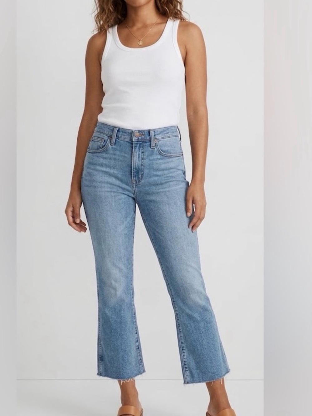 Madewell Cali Denim Boot Light Blue Cropped Bootcut Jeans size 30